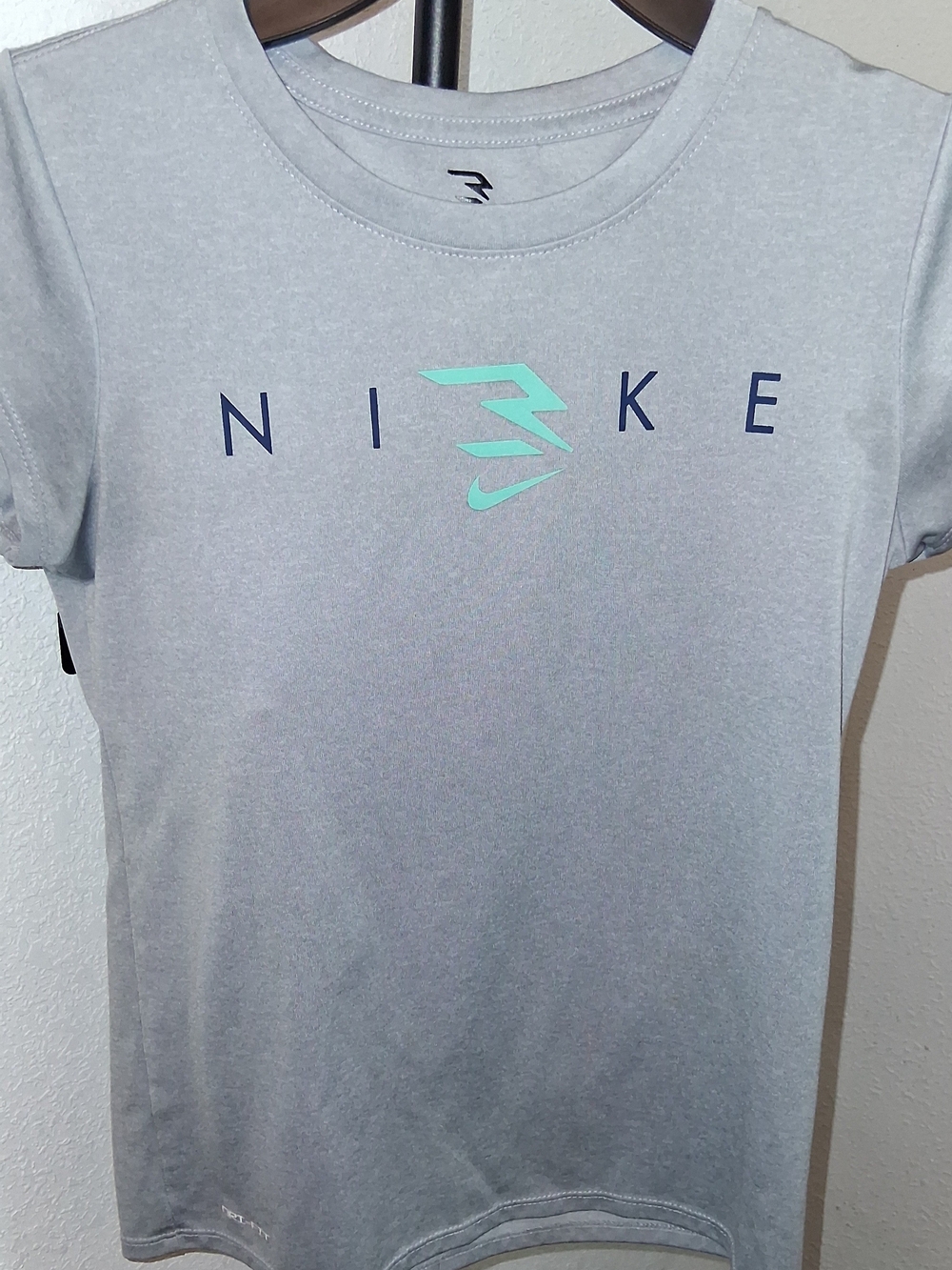 Nike Light Gray Tee with Teal Accent Logo